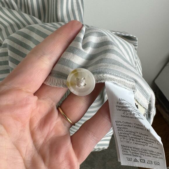 Madewell Button-Back Easy Dress in Stripe York Stripe Sage Mist Size S Summer - Picture 8 of 10